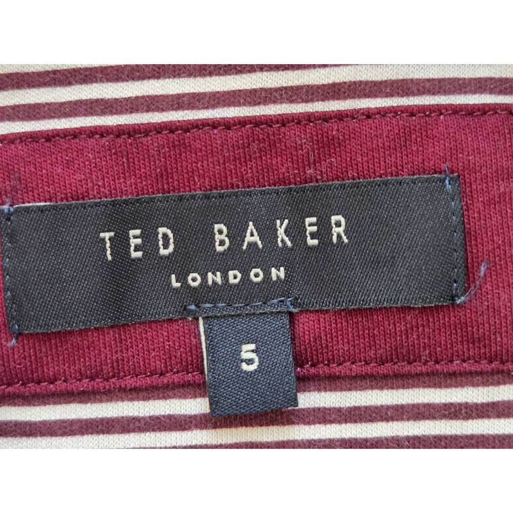 Ted Baker Polo Shirt Tropical Parrot Palm Mens 5 XL Burgundy - Picture 5 of 6